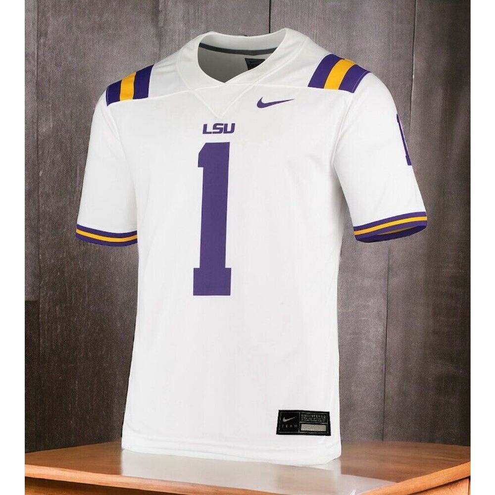 LSU Tigers Football Team White Purple Gold J Chase Jersey Mens 3XL NEW Fast Ship